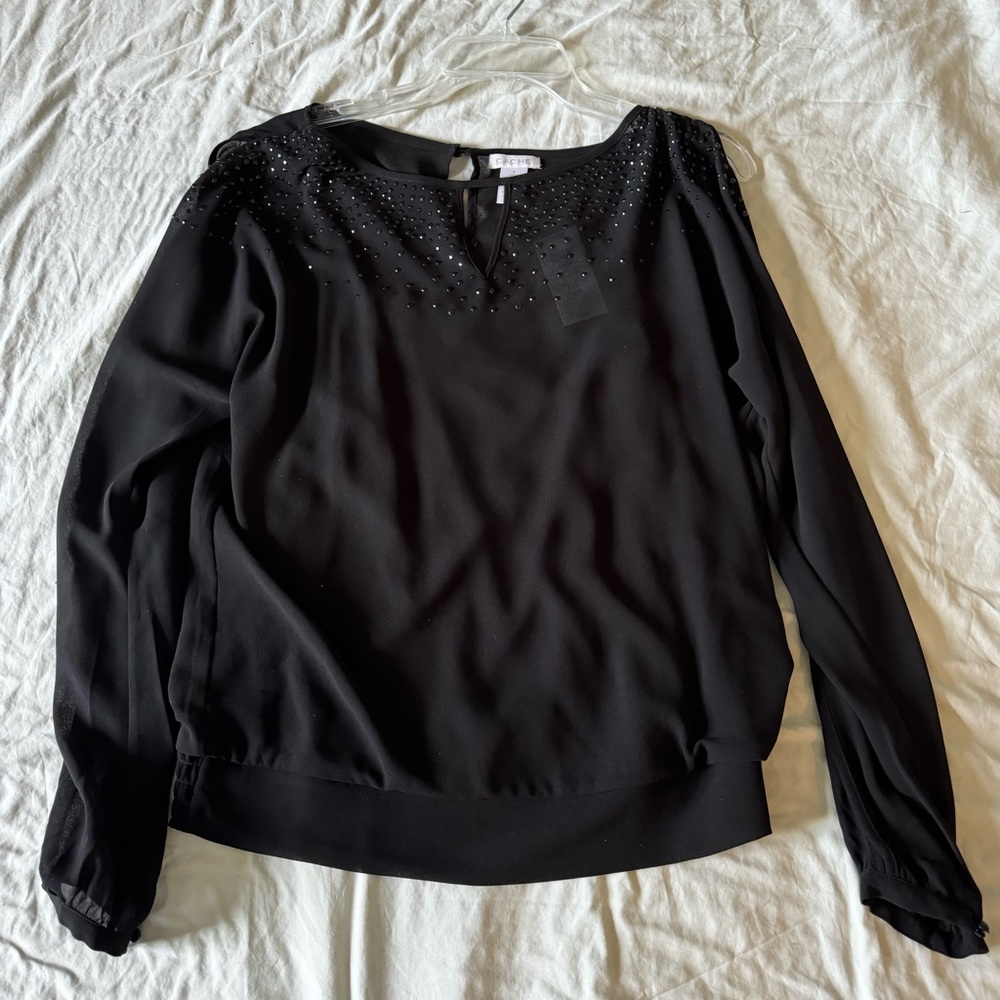 Cache black chiffon top